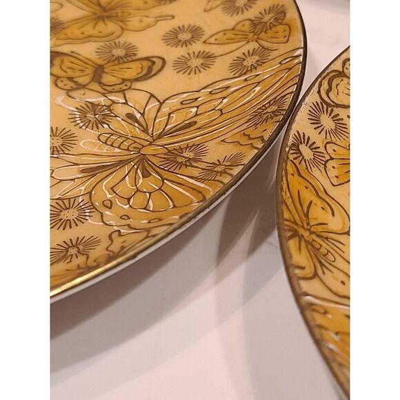 Dorothy C Thorpe VTG Porcelain Salad Plates Gold w/Butterflies- Set of (6) 7.75" - Picture 8 of 14